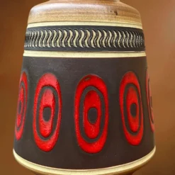 Vase à anse Dümler & Breiden 311-20 en céramique brune et rouge – années 60