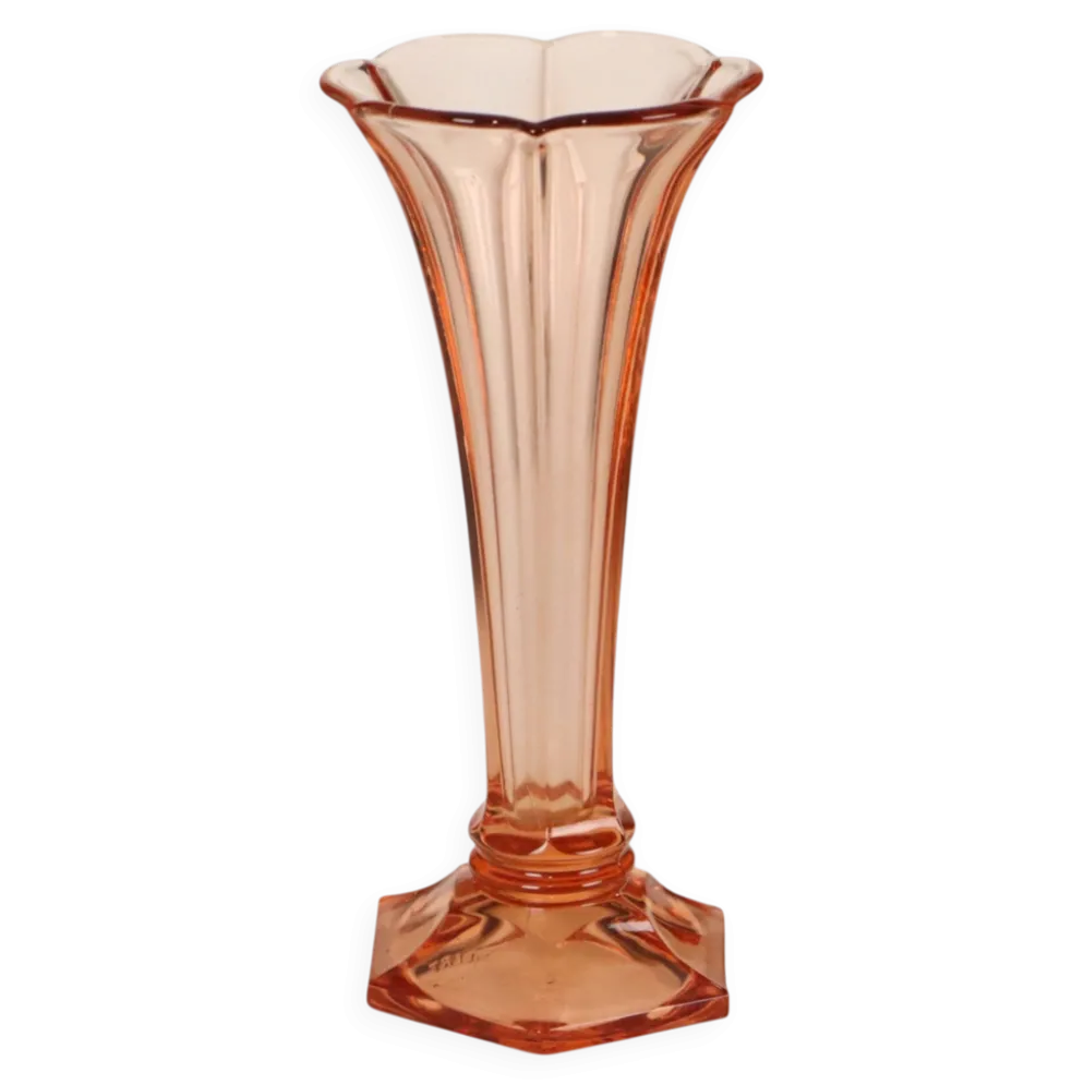 Vase Art Déco Rosaline Rose VSL Luxval Américain 23 cm