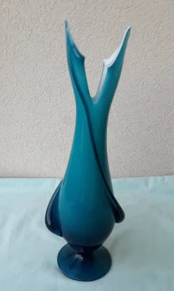 Vase bleu en verre de Murano Fratelli Toso