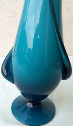 Vase bleu en verre de Murano Fratelli Toso