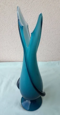 Vase bleu en verre de Murano Fratelli Toso