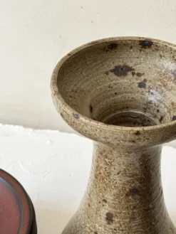 Vase bougeoir en gres pyrité, Alain Blanchard 1970