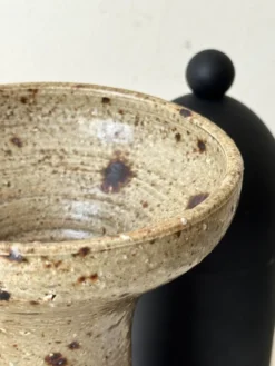 Vase bougeoir en gres pyrité, Alain Blanchard 1970