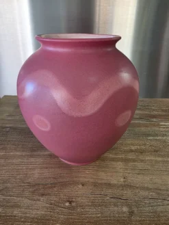 Vase boule West Germany 650-21 scheurich Rose poudré vintage 70s