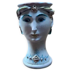 Vase-buste tête de femme — Céramique sicilienne — Manufacture Valde