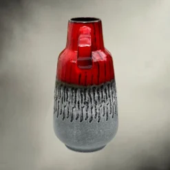 Vase Carstens Tönnieshof 1532-34 en céramique fat lava rouge et gris – années 60