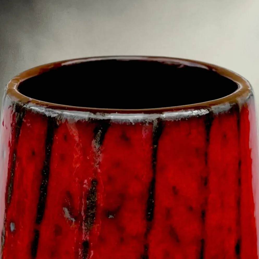 Vase Carstens Tönnieshof 1532-34 en céramique fat lava rouge et gris – années 60