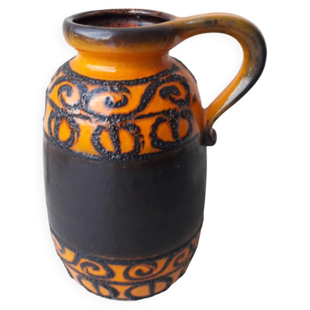 Vase en céramique orange et marron