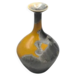 Vase en céramique vintage en français signé glaçage cristallin 19 cm