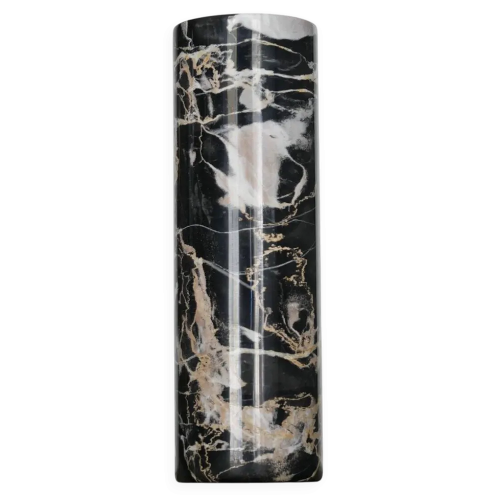 Vase en marbre Portoro noir et doré par Angelo Mangiarotti pour Skipper, années 70.