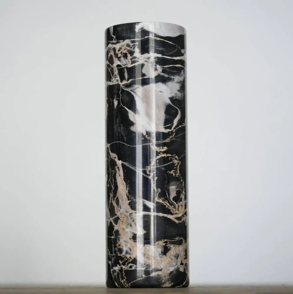 Vase en marbre Portoro noir et doré par Angelo Mangiarotti pour Skipper, années 70.