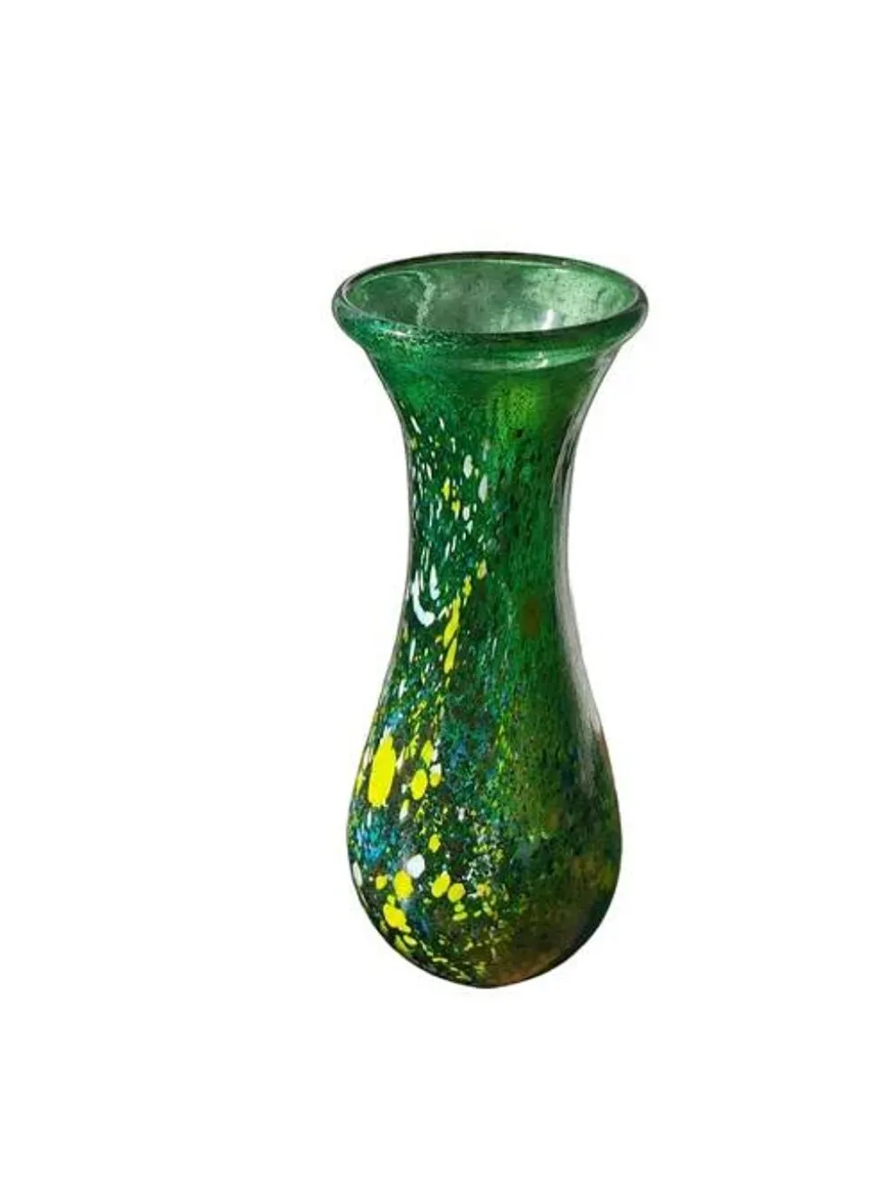 Vase en verre art moderne vintage vert Budveszel Gyula Hongrie années 1990