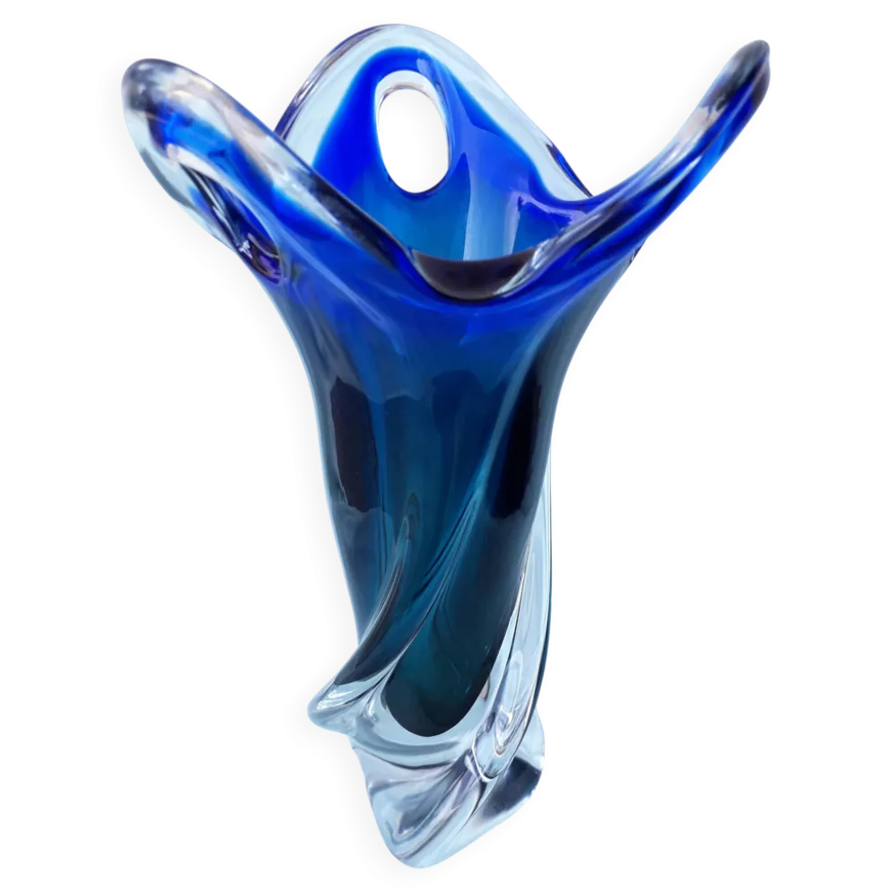 Vase en verre bleu style Murano