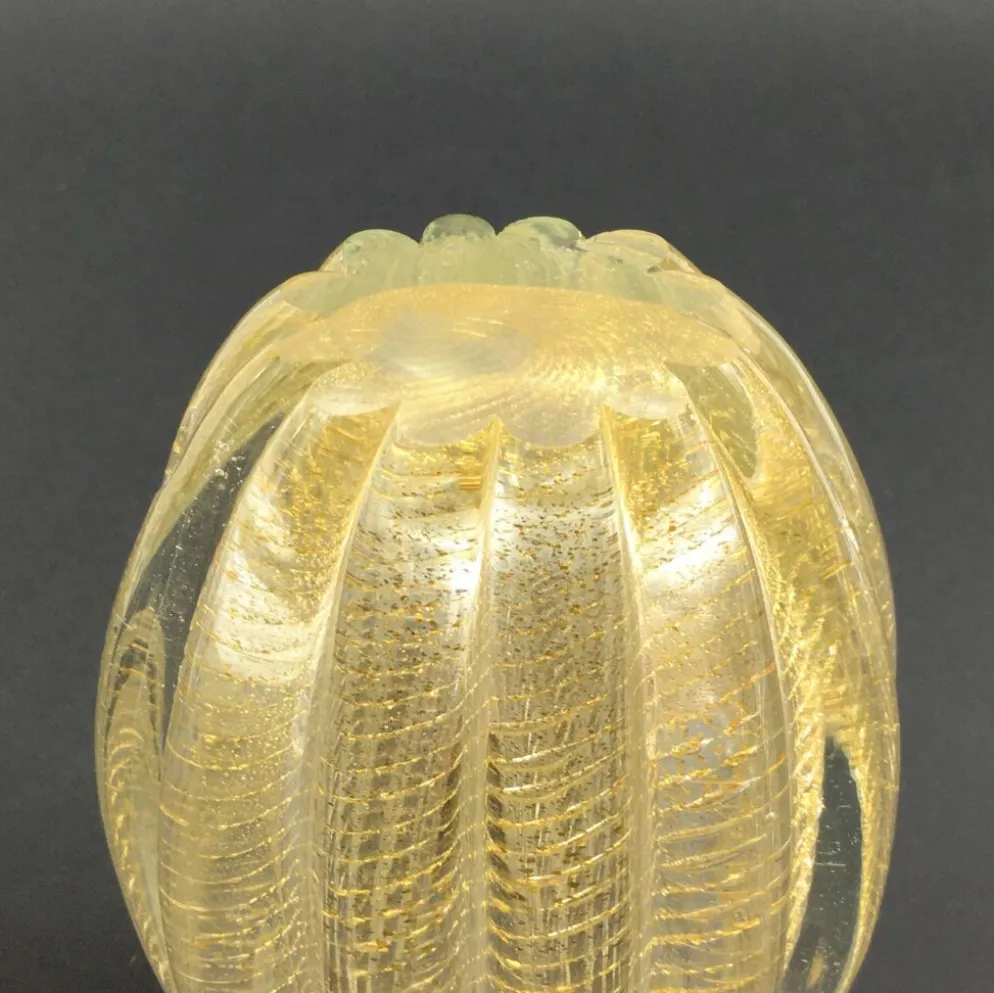 Vase en verre de Murano Cordonato D'Oro de Barovier & Toso, Italie, années 1950/1960.