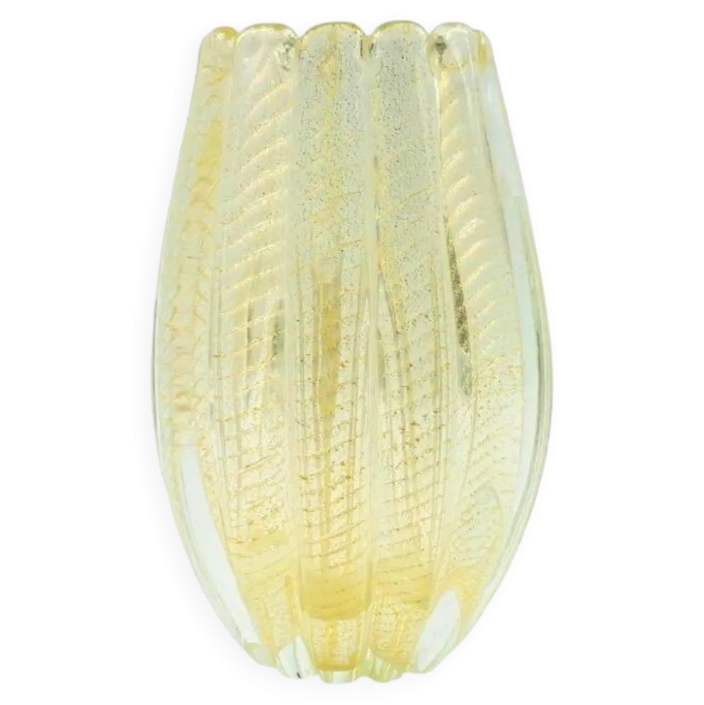 Vase en verre de Murano Cordonato D'Oro de Barovier & Toso, Italie, années 1950/1960.
