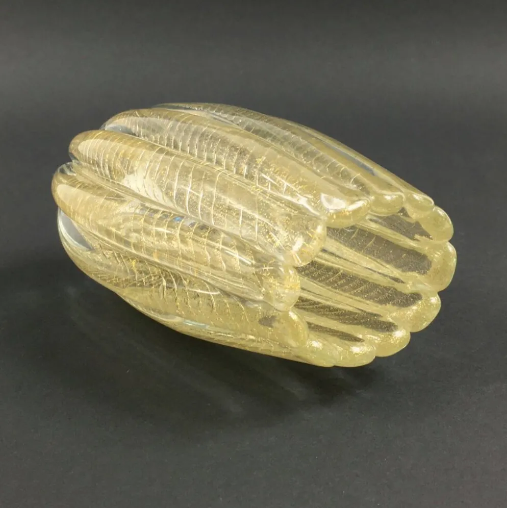 Vase en verre de Murano Cordonato D'Oro de Barovier & Toso, Italie, années 1950/1960.