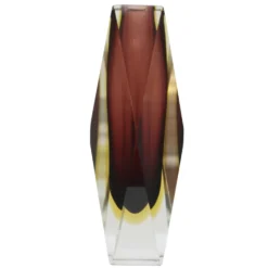 Vase en verre de Murano marron et jaune de style mid-century moderne 1960