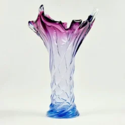 Vase en verre de Murano tordu XL de style mid-century de Fratelli Toso, Italie, années 1960.