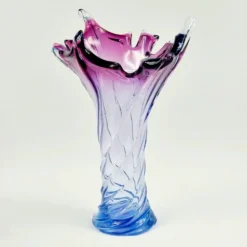 Vase en verre de Murano tordu XL de style mid-century de Fratelli Toso, Italie, années 1960.