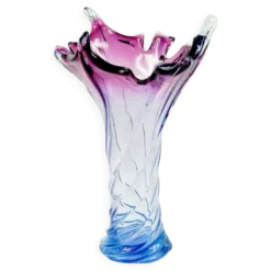 Vase en verre de Murano tordu XL de style mid-century de Fratelli Toso, Italie, années 1960.