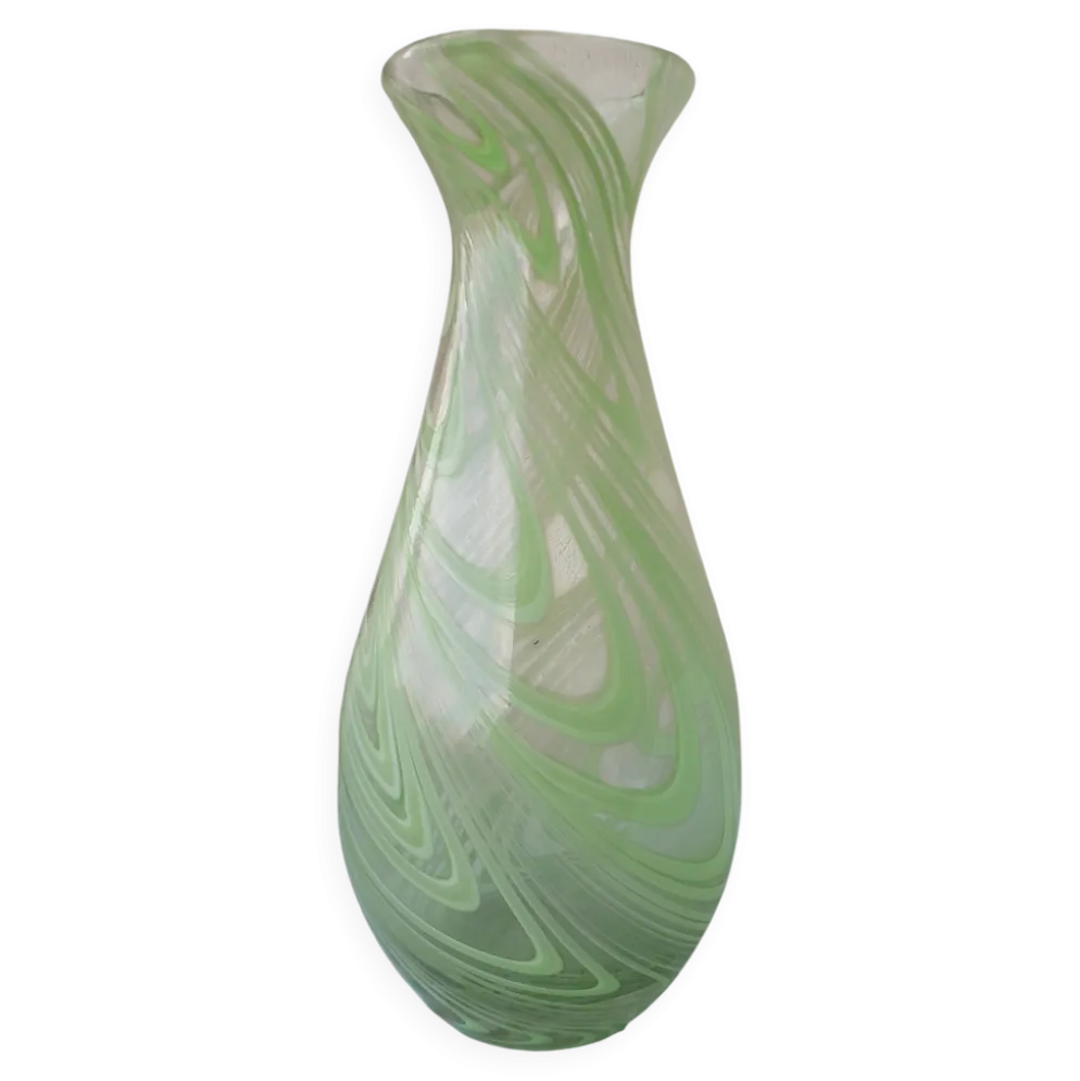 Vase en verre à liseré vert