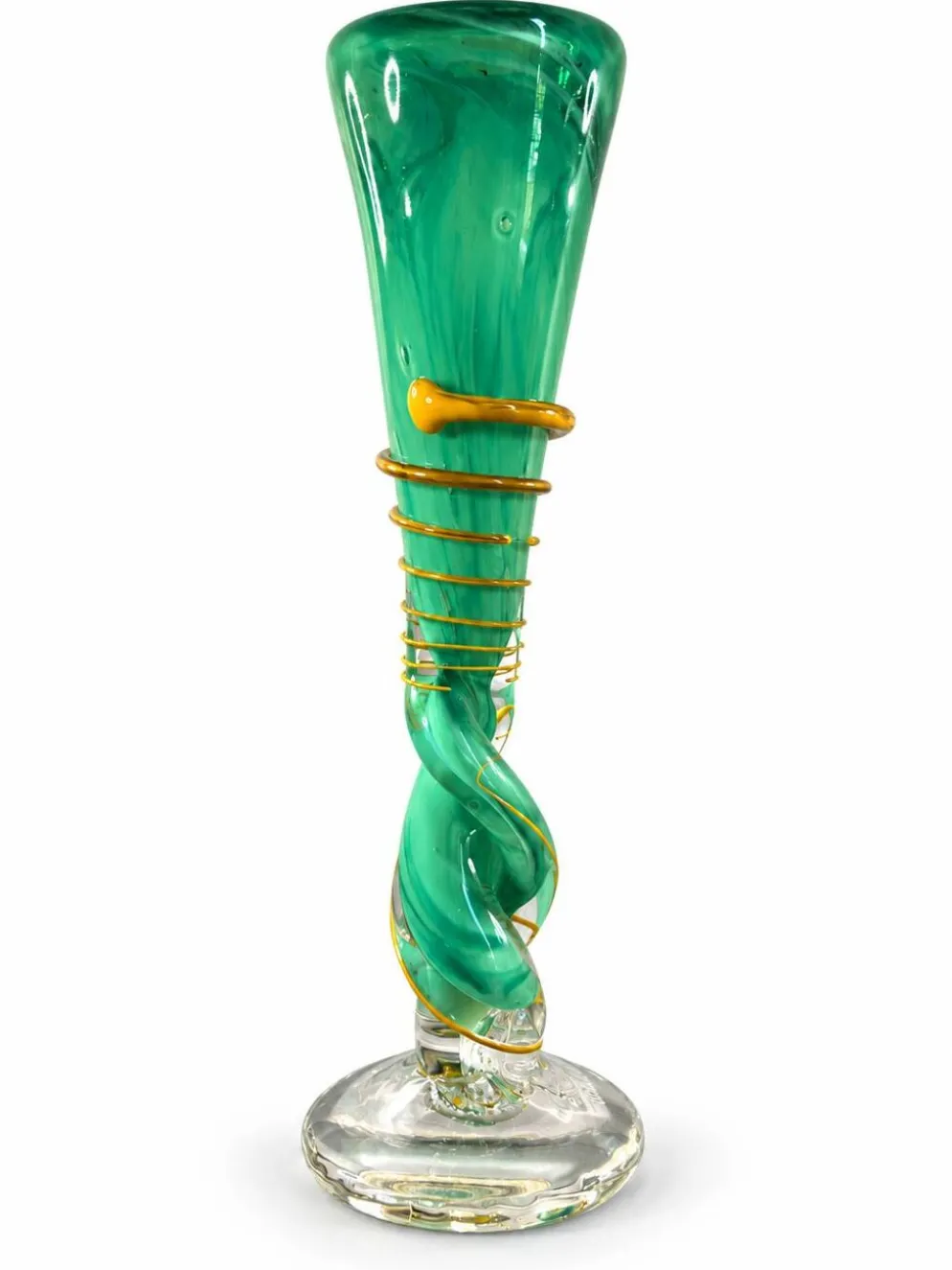 Vase en verre soufflé Guy Untrauer, signé et daté 1990