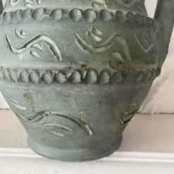 Vase espagnol années 60-70 , céramique vert-de-gris olive , 31 cm