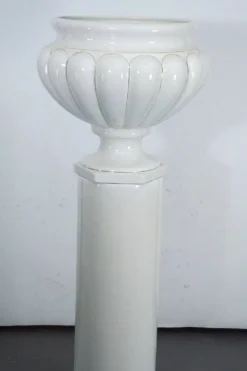 Vase et colonne surdimensionnés en céramique blanche de Tommaso Barbi, Italie 1970