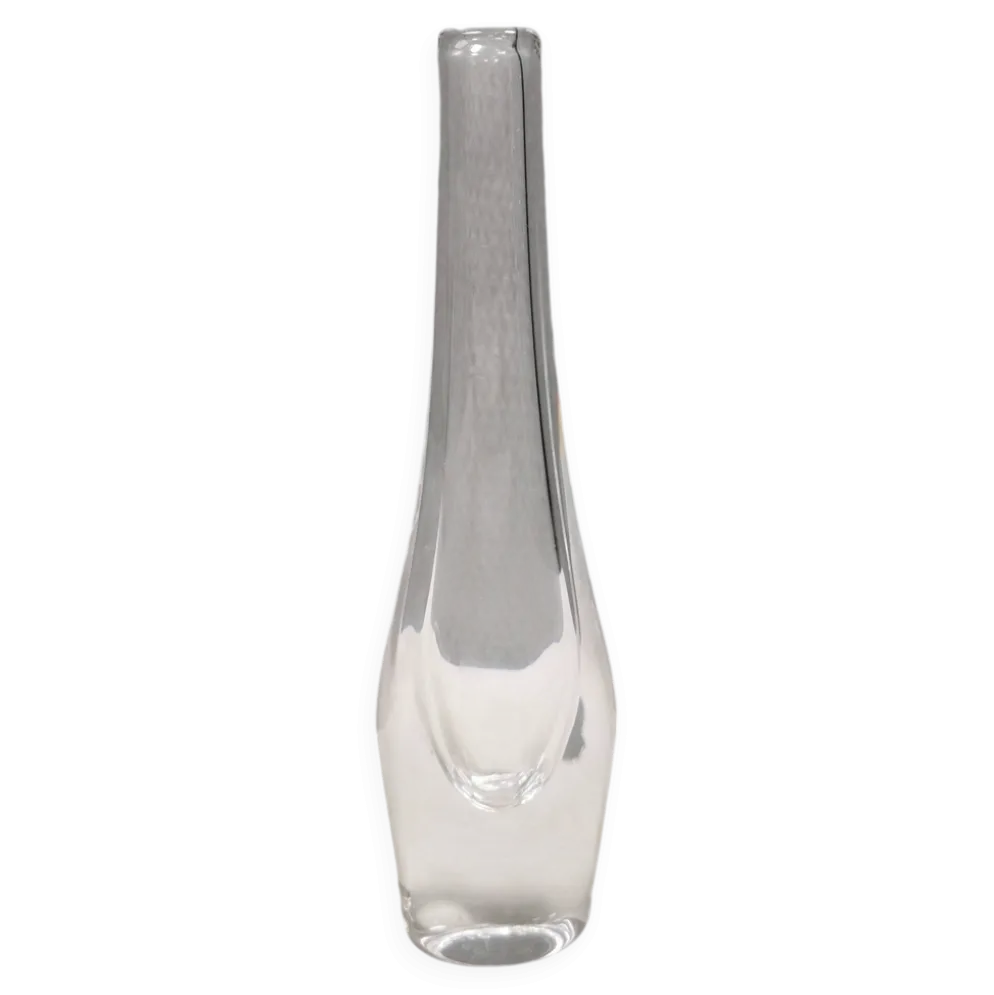 Vase mince transparent en verre cristal d'Örrefors Suède des années 1980.