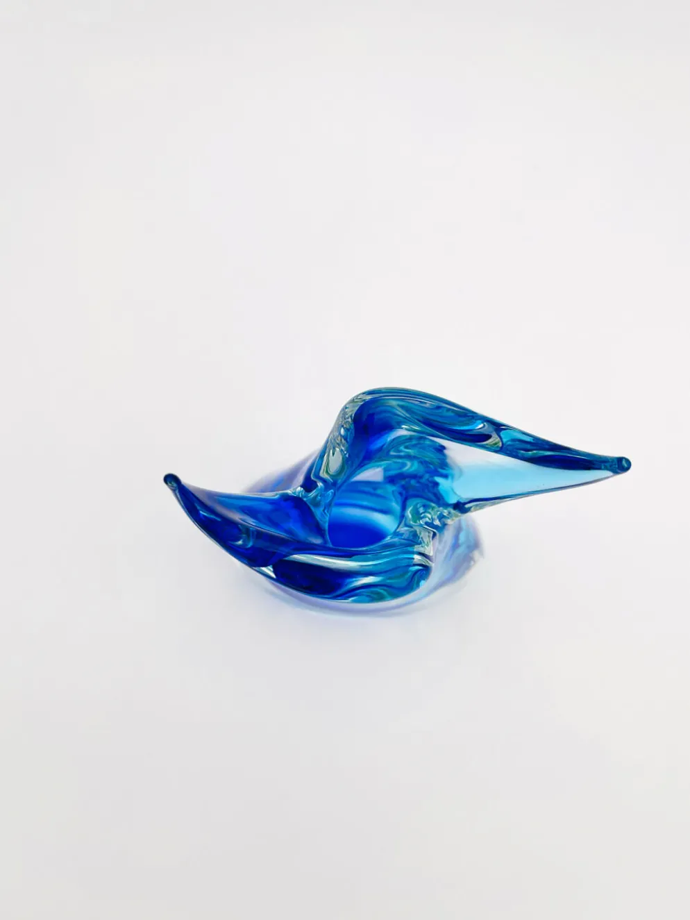 Vase Murano Luigi Onesto Oball Sommerso Bleu 26.5cm 2.13kg Signé