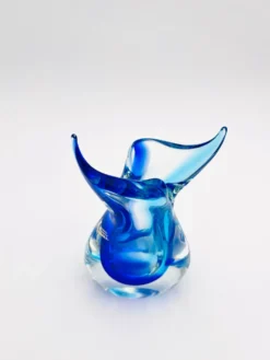 Vase Murano Luigi Onesto Oball Sommerso Bleu 26.5cm 2.13kg Signé