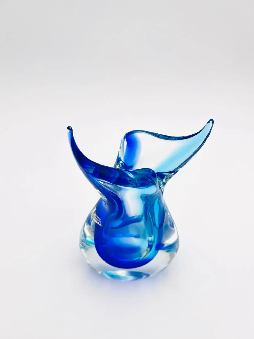 Vase Murano Luigi Onesto Oball Sommerso Bleu 26.5cm 2.13kg Signé