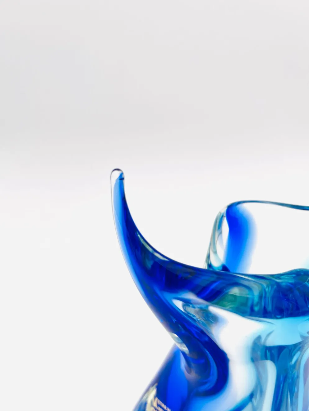 Vase Murano Luigi Onesto Oball Sommerso Bleu 26.5cm 2.13kg Signé