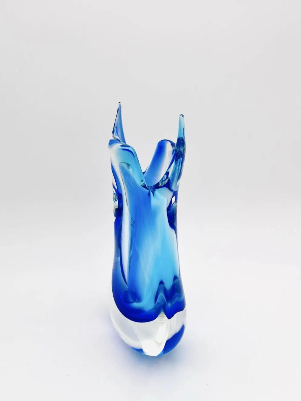 Vase Murano Luigi Onesto Oball Sommerso Bleu 26.5cm 2.13kg Signé