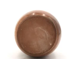 Vase ovoïde à petit col en céramique marron beige et coulures blanches