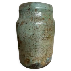 Vase pot de potier en terre turquoise et mordorée