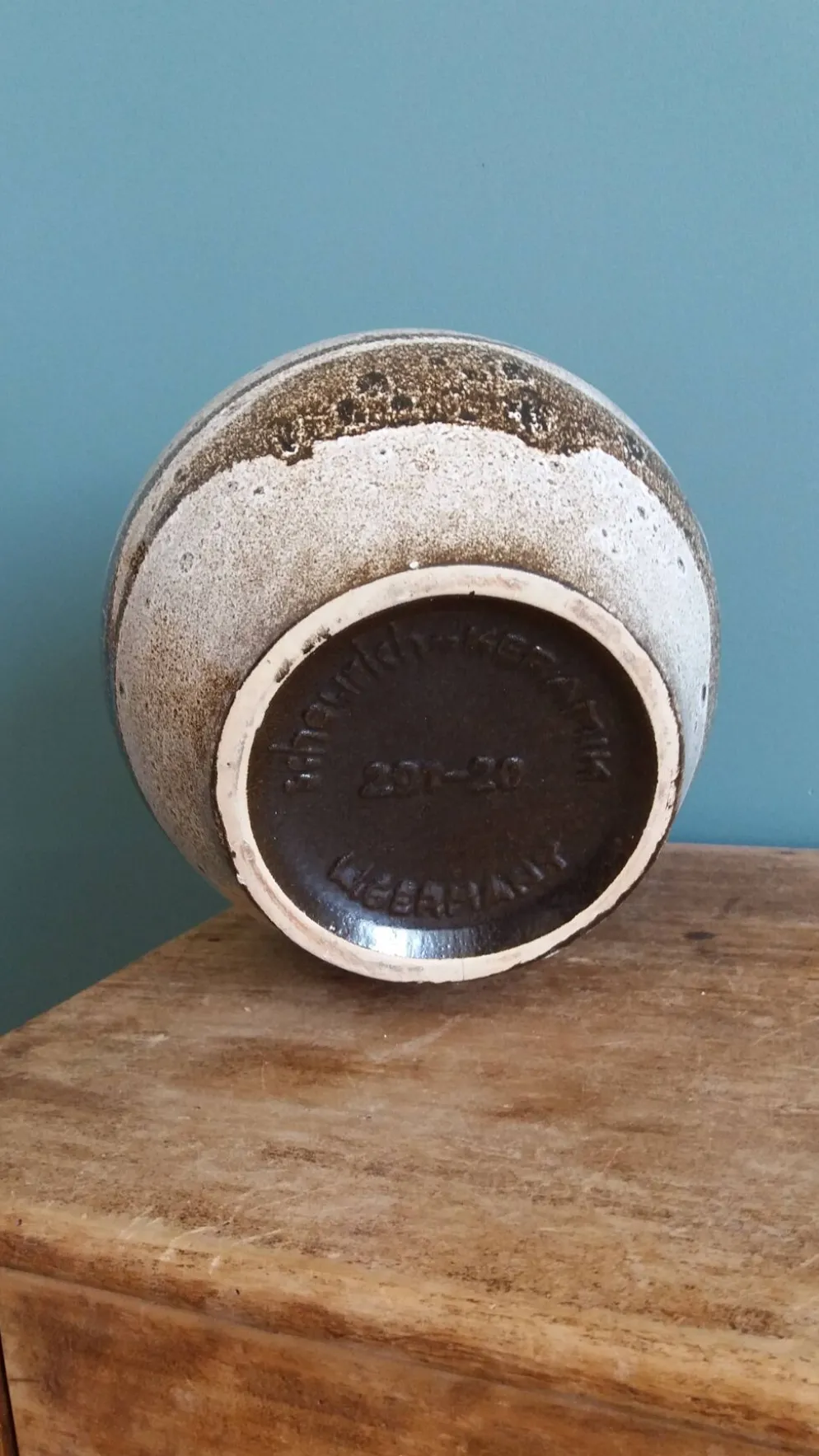 Vase Scheurich Keramik West Germany vermillon rouille chocolat et crème