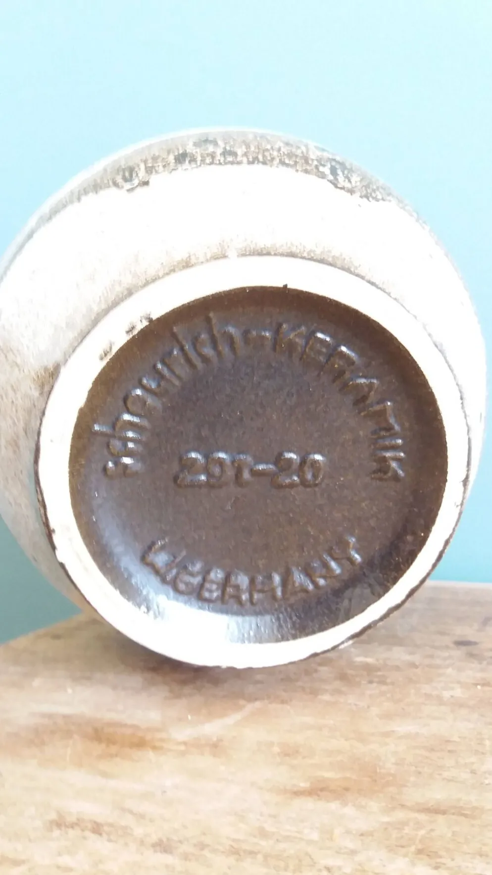 Vase Scheurich Keramik West Germany vermillon rouille chocolat et crème