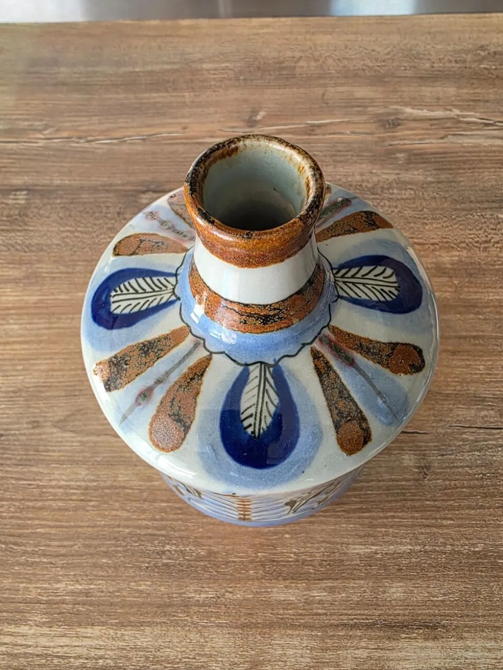 Vase solifleur grès Tonalá Mexique Ken Edwards El Palomar signé