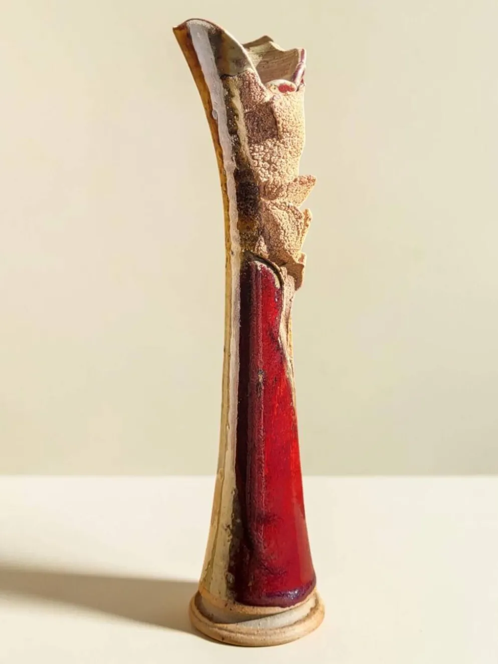 Vase soliflore en grès émaillé, signé Potelune, La Borne