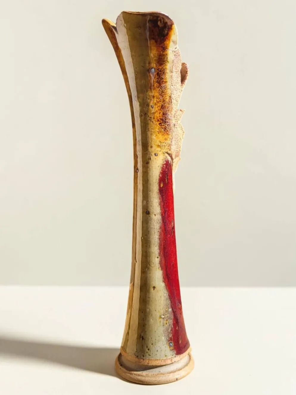 Vase soliflore en grès émaillé, signé Potelune, La Borne