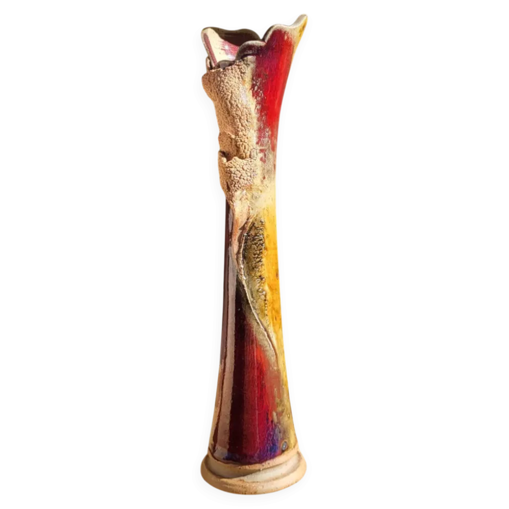 Vase soliflore en grès émaillé, signé Potelune, La Borne