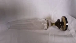 Vase soliflore en verre ciselé et pied en verre fumé