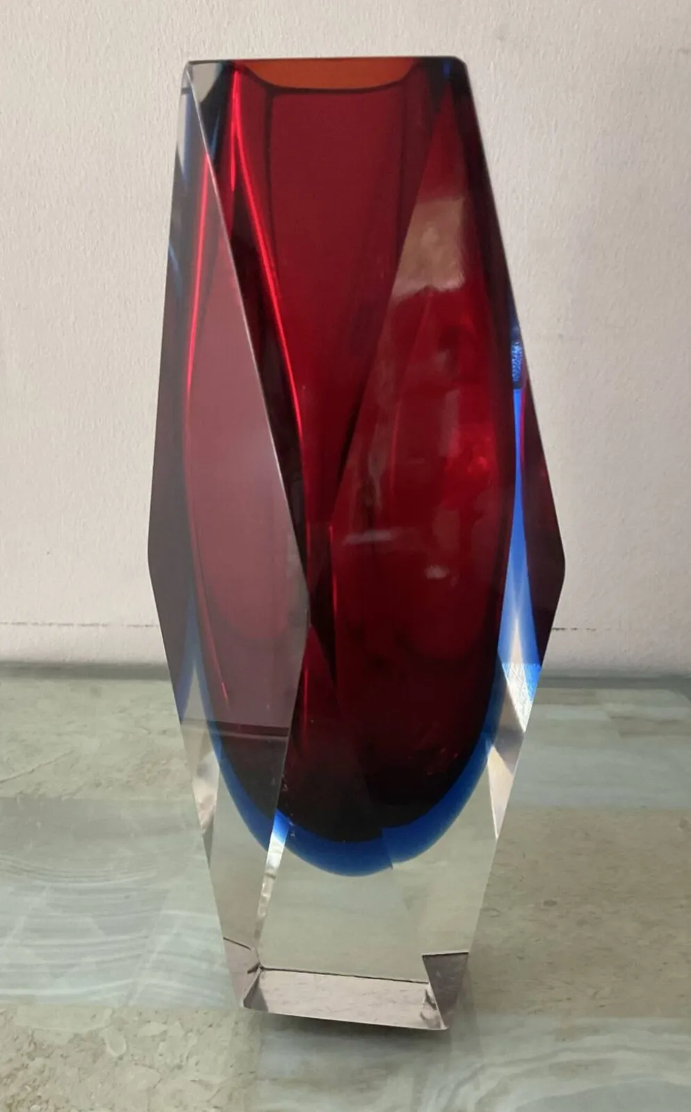 Vase Sommerso de Flávio Poli à facettes années 60-70
