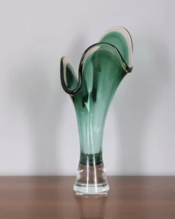 Vase Sommerso en verre de Murano vert par V.A.C. Cimarosti & Pinzan, années 1960