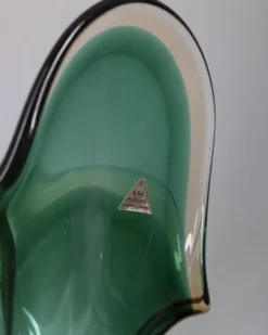 Vase Sommerso en verre de Murano vert par V.A.C. Cimarosti & Pinzan, années 1960