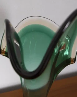 Vase Sommerso en verre de Murano vert par V.A.C. Cimarosti & Pinzan, années 1960