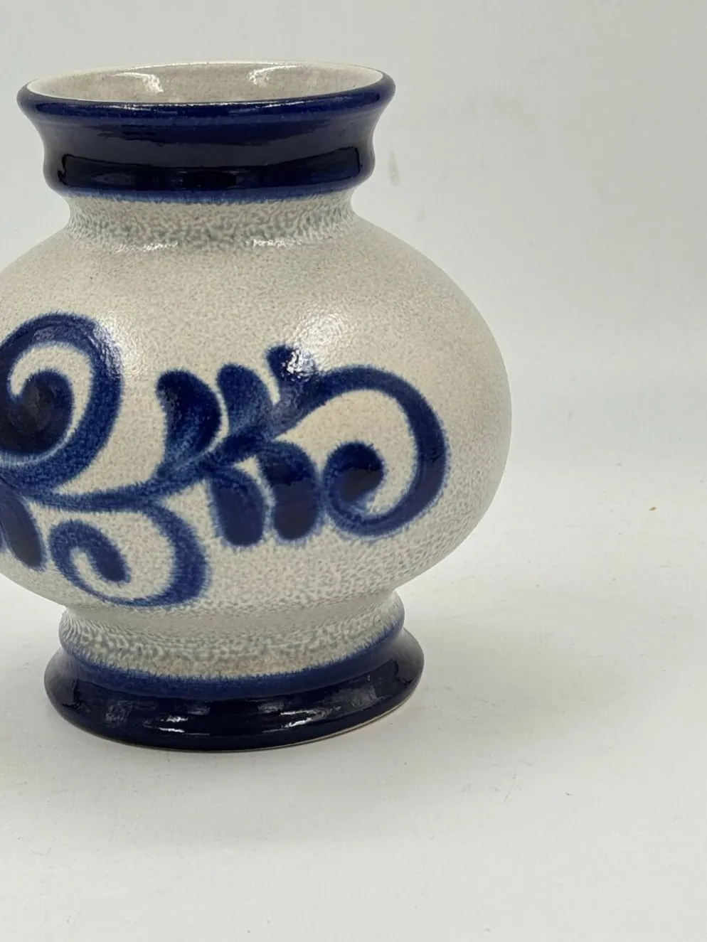 Vase vintage en grès style Westerwald, bleu cobalt