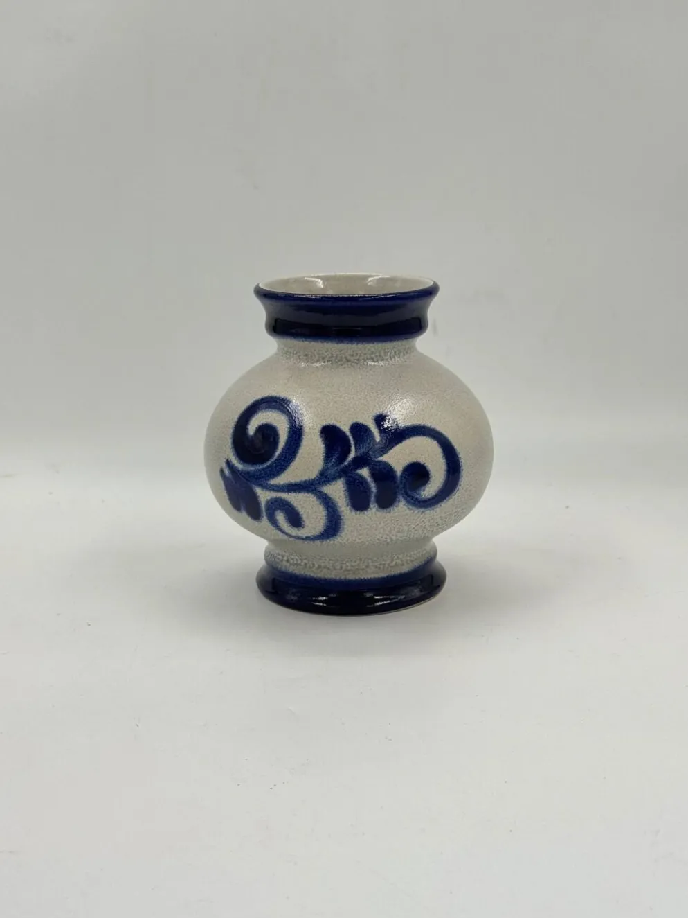 Vase vintage en grès style Westerwald, bleu cobalt