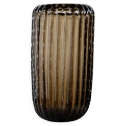 Vase vintage en verre de Murano des années 1990 par Paolo Crepax, grand vase en verre ambré lourd, design à bulles